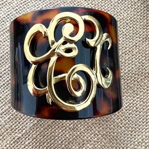 Tortoiseshell Gold "E" Initial Monogram Bracelet